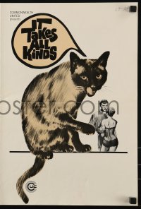 3x712 IT TAKES ALL KINDS pressbook 1969 Vera Miles, Robert Lansing, great Siamese cat artwork!