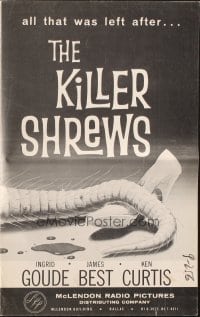 3x724 KILLER SHREWS/GIANT GILA MONSTER pressbook 1959 great monster artwork, sci-fi double-bill!