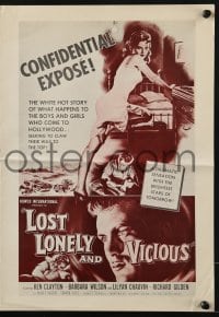 3x747 LOST, LONELY & VICIOUS pressbook 1958 sexy bad girl, what happens to boys & girls in Hollywood