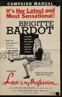 3x752 LOVE IS MY PROFESSION pressbook 1959 sexy Brigitte Bardot, Simenon's En Cas de Malheur!