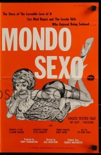 3x785 MONDO SEXO pressbook 1967 the story of the loveable love of a sex mad rapist & his victims!