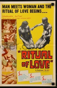 3x853 RITUAL OF LOVE pressbook 1960 man meets woman and the ritual of love begins, wild sex!