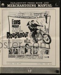 3x864 ROUSTABOUT pressbook 1964 roving, restless, reckless Elvis Presley on motorcycle!