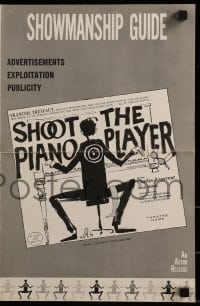 3x885 SHOOT THE PIANO PLAYER pressbook 1962 Francois Truffaut's Tirez sur le pianiste, cool art!