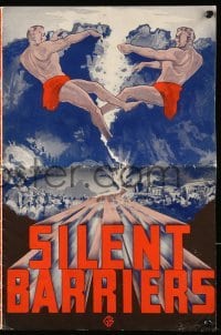 3x887 SILENT BARRIERS pressbook 1937 great artwork of two giants tearing down mountain, Arlen!