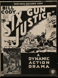 3x890 SIX GUN JUSTICE pressbook 1935 cowboys Bill Cody, Donald Reed, Wally Wales & Frank Morgan!