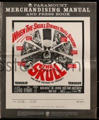 3x891 SKULL pressbook 1965 Peter Cushing, Christopher Lee, cool horror artwork of creepy skull!