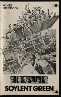 3x901 SOYLENT GREEN pressbook 1973 art of Charlton Heston trying to escape riot control by Solie!