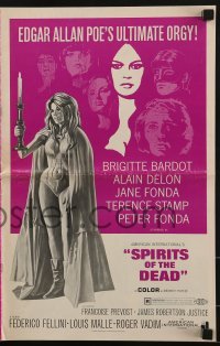 3x904 SPIRITS OF THE DEAD pressbook 1969 Federico Fellini, Reynold Brown art of sexy Jane Fonda!