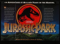 3x065 JURASSIC PARK promo brochure 1993 Steven Spielberg, opens to make a cool 11x16 poster!