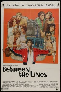3y082 BETWEEN THE LINES 1sh 1977 Richard Amsel artwork, John Heard, fun, adventure & romance!