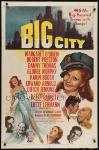 3y085 BIG CITY 1sh 1948 Margaret O'Brien, Betty Garrett, Danny Thomas, New York City!