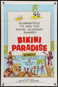 3y091 BIKINI PARADISE 1sh 1967 wins Navel Academy Award, sexy art of international beauties!