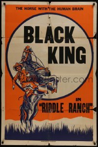 3y096 BLACK KING 1sh 1940s art of the rearing horse with the human brain!