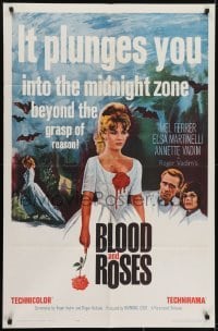 3y105 BLOOD & ROSES 1sh 1961 Et mourir de plaisir, Roger Vadim, sexiest vampire Annette Vadim!