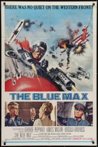 3y109 BLUE MAX 1sh 1966 Frank McCarthy art of WWI fighter pilot George Peppard in airplane!