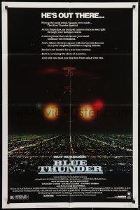 3y111 BLUE THUNDER 1sh 1983 Roy Scheider, Warren Oates, cool helicopter over city image!