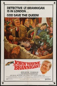 3y121 BRANNIGAN 1sh 1975 Douglas Hickox, great McGinnis art of fighting John Wayne in England!