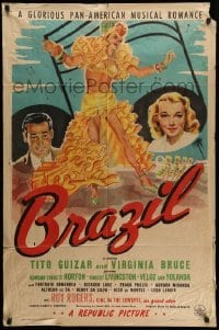 3y122 BRAZIL 1sh 1944 Tito Guizar & Virginia Bruce in a glorious Pan-American musical romance!
