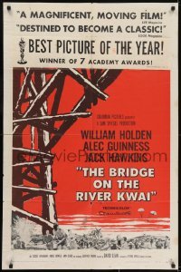 3y124 BRIDGE ON THE RIVER KWAI style A 1sh 1958 William Holden, Alec Guinness, David Lean classic!