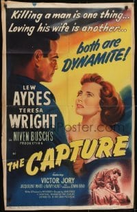 3y152 CAPTURE style A 1sh 1950 Lew Ayres, Teresa Wright, early John Sturges film noir!