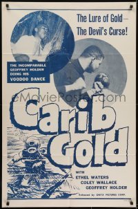 3y154 CARIB GOLD 1sh 1957 Caribbean diving, young Cicely Tyson, lure of gold the devil's curse!