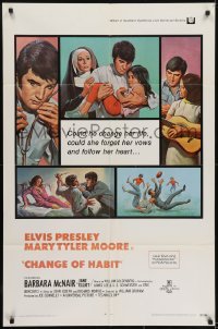 3y166 CHANGE OF HABIT 1sh 1969 Dr. Elvis Presley, pretty Mary Tyler Moore as nun!