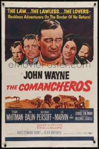 3y182 COMANCHEROS 1sh 1961 cowboy John Wayne, Stuart Whitman, directed by Michael Curtiz!