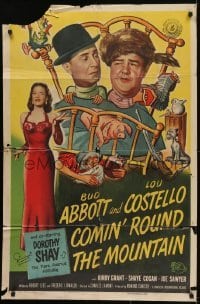 3y184 COMIN' ROUND THE MOUNTAIN 1sh 1951 wacky hillbillies Bud Abbott, Lou Costello & Dorothy Shay!