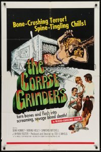 3y188 CORPSE GRINDERS 1sh 1971 Ted V. Mikels, most gruesome bone-crushing horror artwork!