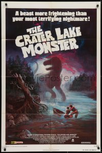 3y196 CRATER LAKE MONSTER 1sh 1977 Wil art of the dinosaur more frightening than your nightmares!