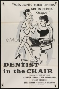 3y235 DENTIST IN THE CHAIR 1sh 1961 wacky art of woman running from dentist running from cop!
