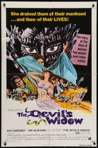 3y243 DEVIL'S WIDOW 1sh 1972 directed by Roddy McDowall, wild art of Ava Gardner, English horror!