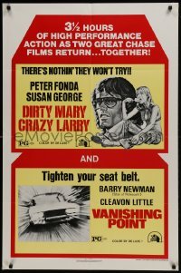 3y249 DIRTY MARY CRAZY LARRY/VANISHING POINT 1sh 1975 Peter Fonda, Barry Newman, Susan George!