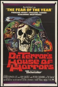 3y264 DR. TERROR'S HOUSE OF HORRORS 1sh 1965 Christopher Lee, cool horror montage art!