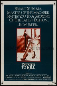 3y267 DRESSED TO KILL 1sh 1980 Brian De Palma shows you the latest fashion of murder, sexy legs!