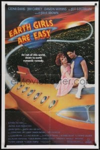3y275 EARTH GIRLS ARE EASY 1sh 1989 great image of Geena Davis & alien Jeff Goldblum on space ship!