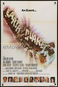 3y277 EARTHQUAKE int'l 1sh 1974 Charlton Heston, Ava Gardner, in startling new Sensurround!