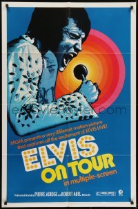 3y282 ELVIS ON TOUR 1sh 1972 classic artwork of Elvis Presley singing into microphone!
