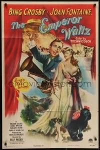 3y283 EMPEROR WALTZ style A 1sh 1948 Bing Crosby & Joan Fontaine, directed by Billy Wilder!