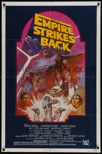 3y285 EMPIRE STRIKES BACK NSS style 1sh R1982 George Lucas sci-fi classic, cool artwork by Tom Jung!