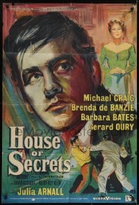 3y397 HOUSE OF SECRETS English 1sh 1956 artwork of Michael Craig, directed by Guy Green!
