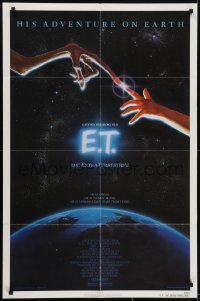 3y271 E.T. THE EXTRA TERRESTRIAL 1sh 1983 Drew Barrymore, Spielberg, Alvin art, continuous release!