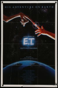 3y272 E.T. THE EXTRA TERRESTRIAL studio style 1sh 1982 Drew Barrymore, Steven Spielberg, Alvin art!