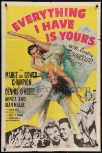 3y290 EVERYTHING I HAVE IS YOURS 1sh 1952 full-length art of Marge & Gower Champion dancing!