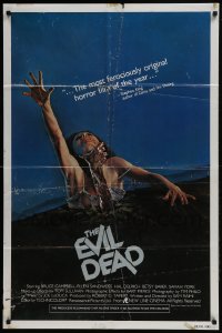 3y291 EVIL DEAD 1sh 1983 Sam Raimi, best horror art of girl grabbed by zombie!