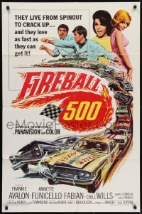 3y312 FIREBALL 500 1sh 1966 race car driver Frankie Avalon & sexy Annette Funicello!