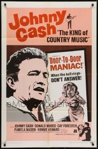 3y316 FIVE MINUTES TO LIVE 1sh R1969 first Johnny Cash, he is the crazy Door-to-Door Maniac!