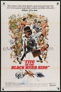 3y317 FIVE ON THE BLACK HAND SIDE 1sh 1973 great Jack Davis artwork of entire cast!