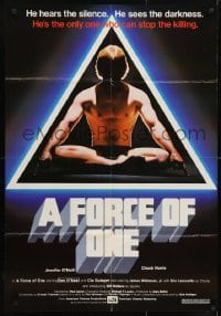 3y332 FORCE OF ONE 27x39 1sh 1978 Chuck Norris is so bad he hears silence & sees darkness!